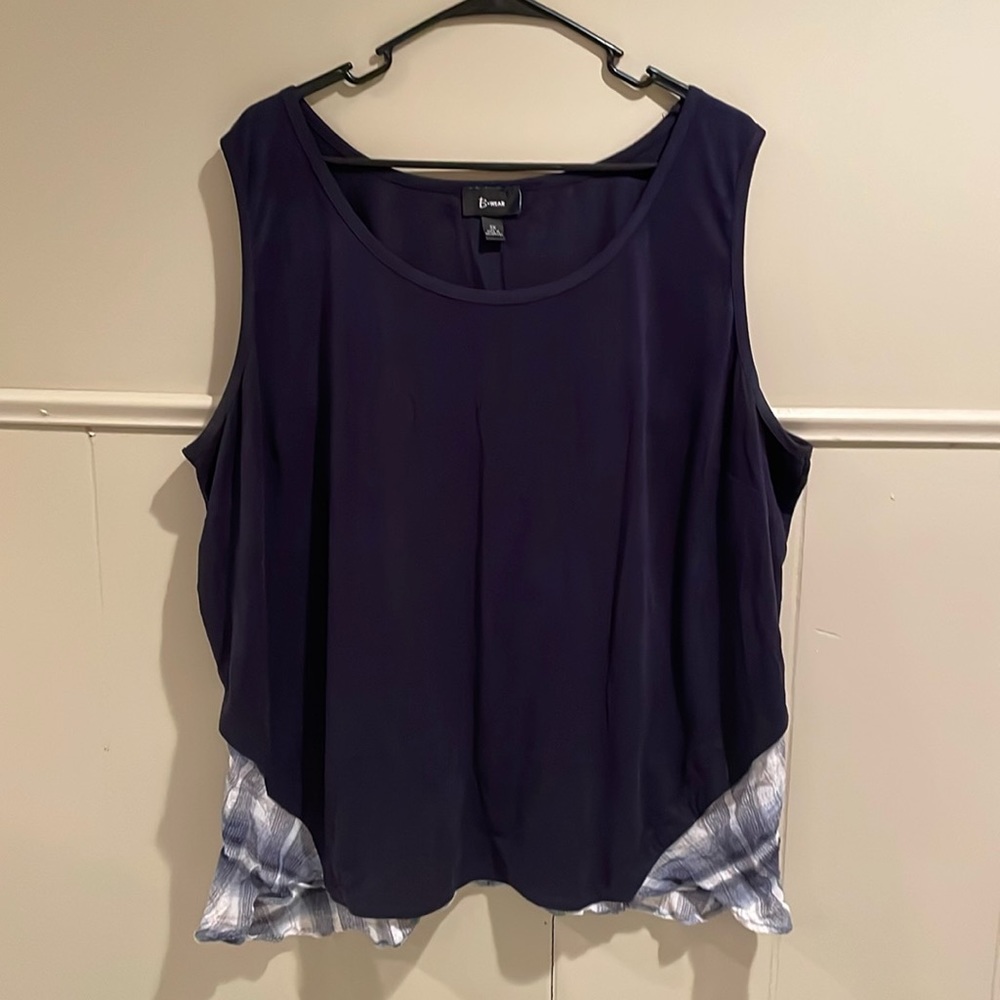 B•Wear Dark Blue And White Plaid Tank Top